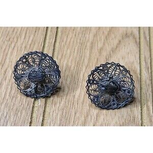 Vintage Screwback EARRINGS, Sundial/Sombrero??